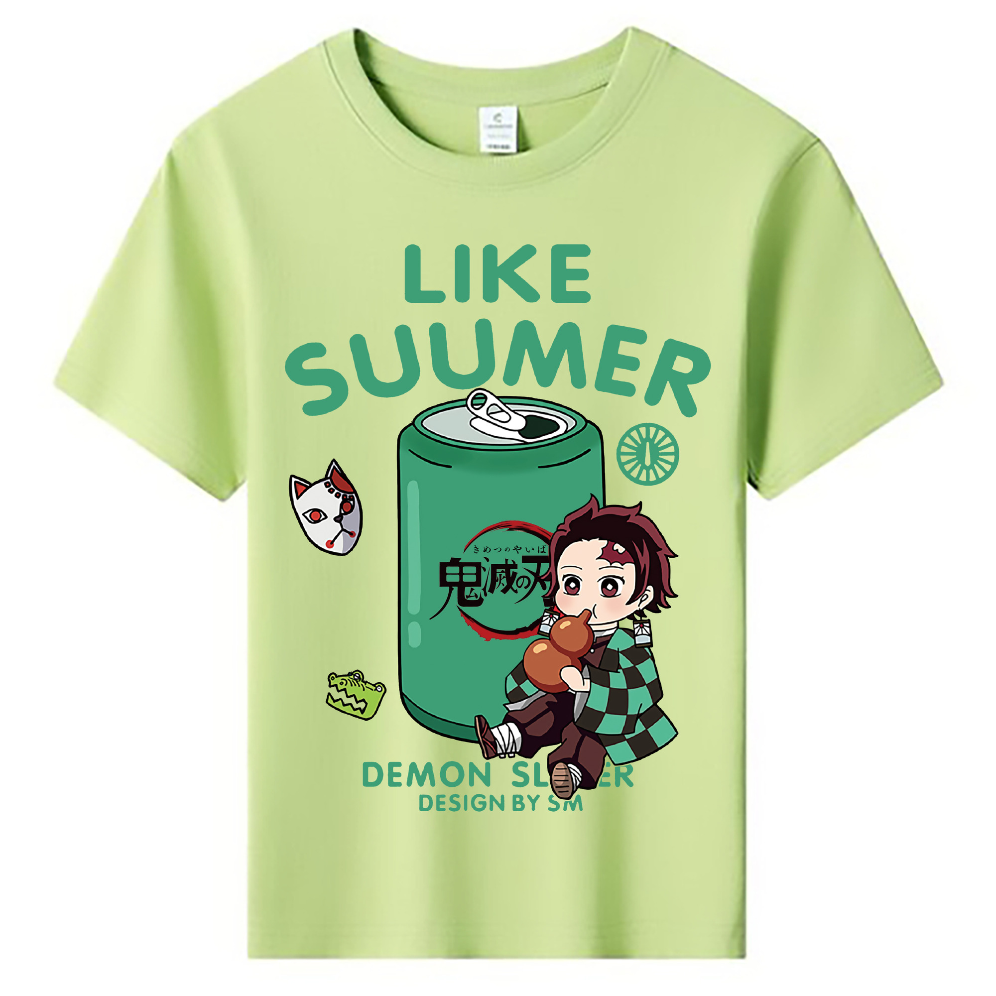 （画像用） 鬼滅の刃 竈門 炭治郎／かまど たんじろう Kamado Tanjirou 綿100％キッズTシャツ（フロントプリント）